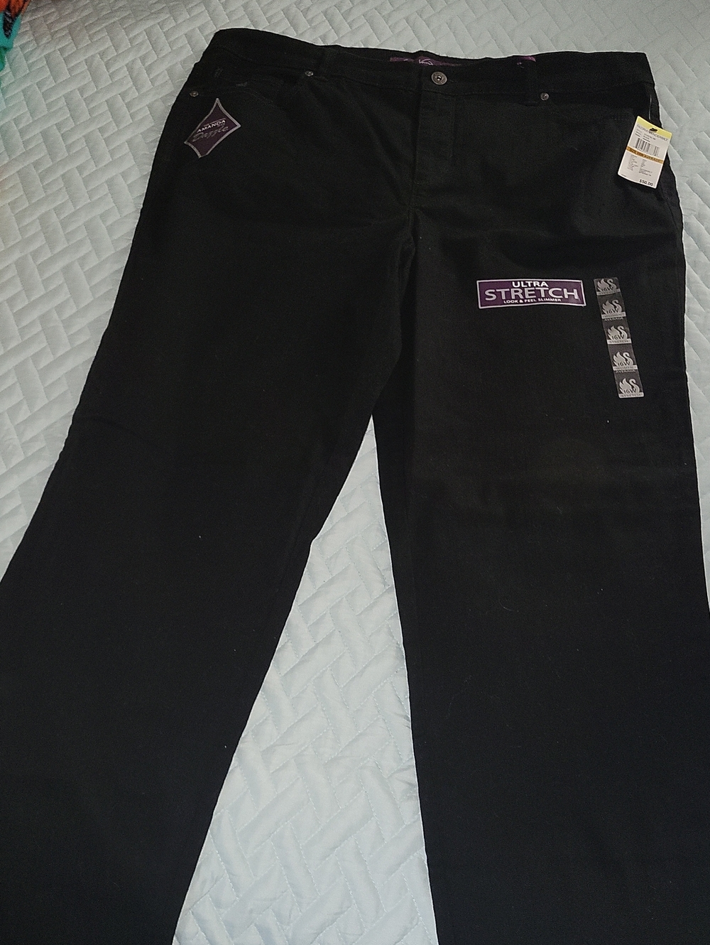 Gloria Vanderbilt Black Pants with Purple Label Accents